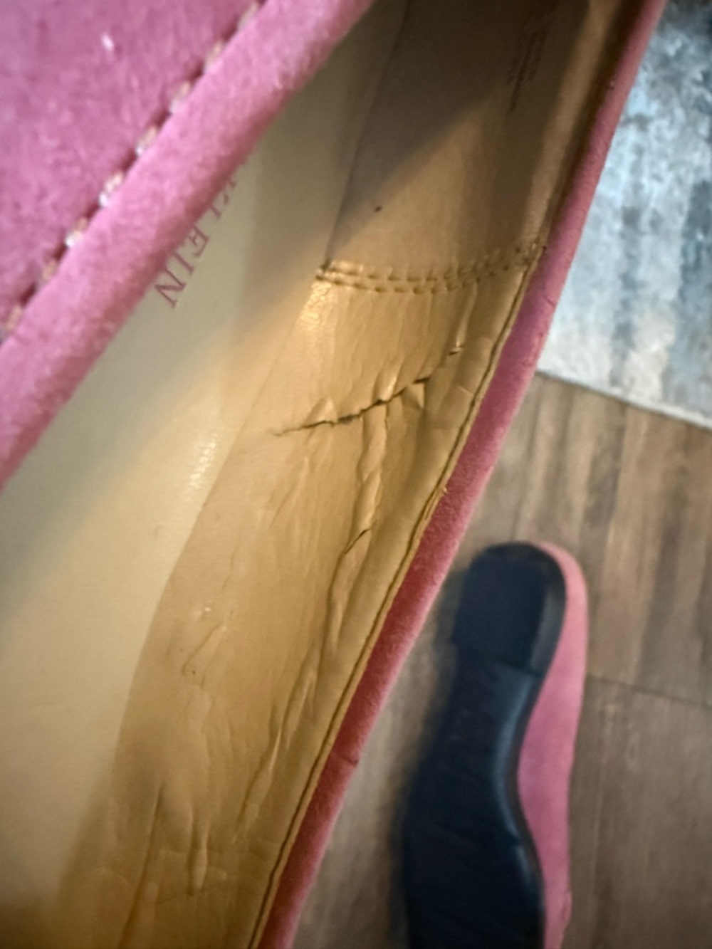 Anne Klein Pink Suede Loafers with Buckle Accent - Picture 5 of 9